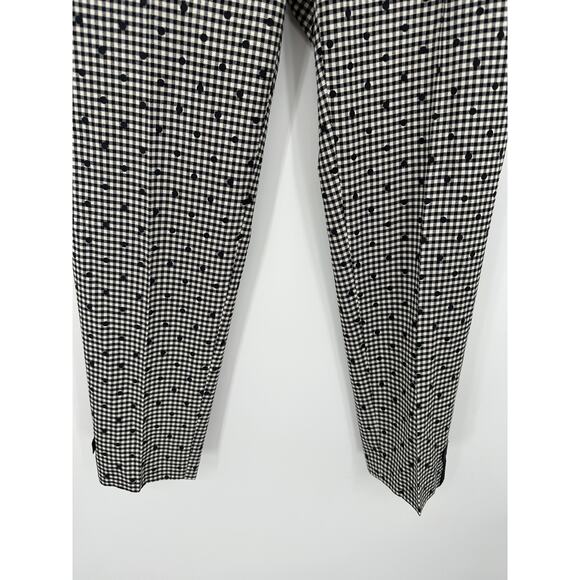 Talbots Dress Pants Women 2 Black White Wool Gingham Polka Dot Bow Ankle Detail - Picture 3 of 9